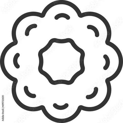 リングドーナツのアイコン（線画）のイラスト