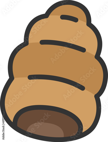 チョココロネパンのアイコン（線画カラー）のイラスト