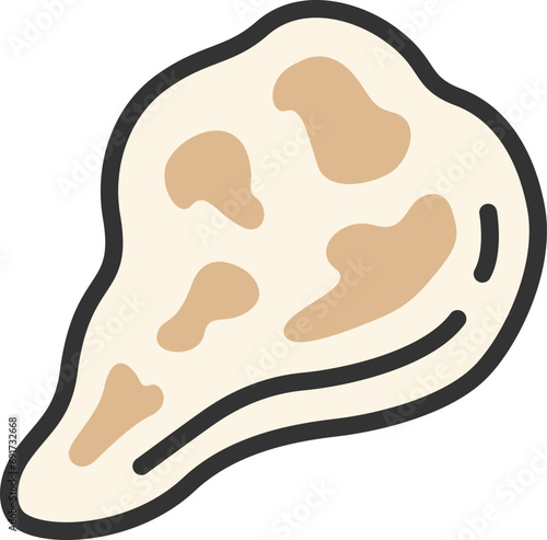 カレーのナンのアイコン（線画カラー）のイラスト