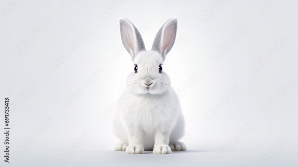 White rabbit isolated on white. Generative ai White rabbit isolated on white. Generative ai