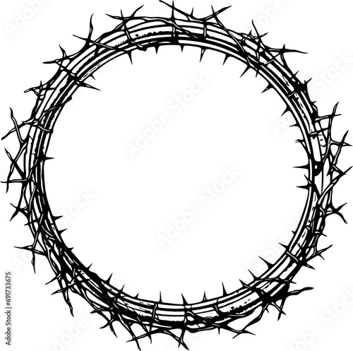 Circle barbed wire frame drawing