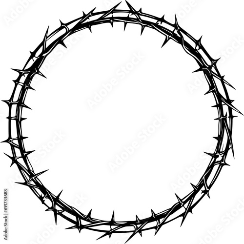 Circle barbed wire frame drawing photo