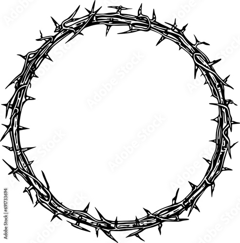 Circle barbed wire frame drawing