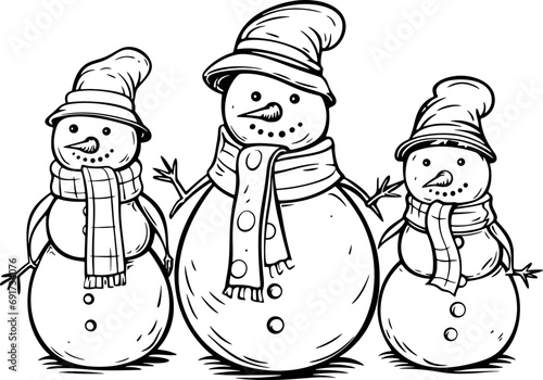 Cartoon snowman sketch drawing