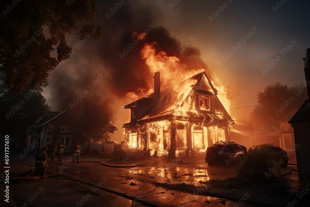 a burning house,