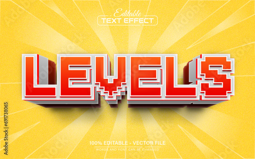 Level red pixel 3d text effect editable