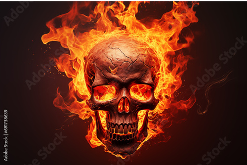 Spooky and scary burning skull on a dark background. Perfect for Halloween or horror-themed projects © Dmitry Rukhlenko