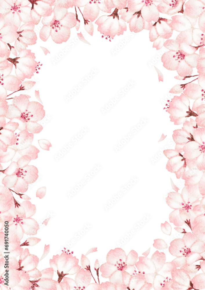 水彩の桜フレーム