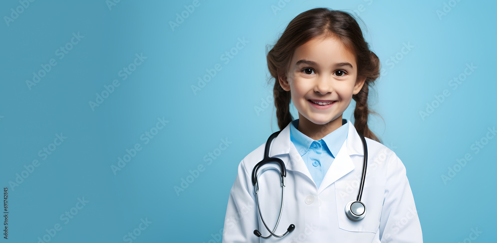 girl dressed as a doctor playing to fulfill her dreams and goals in the future
