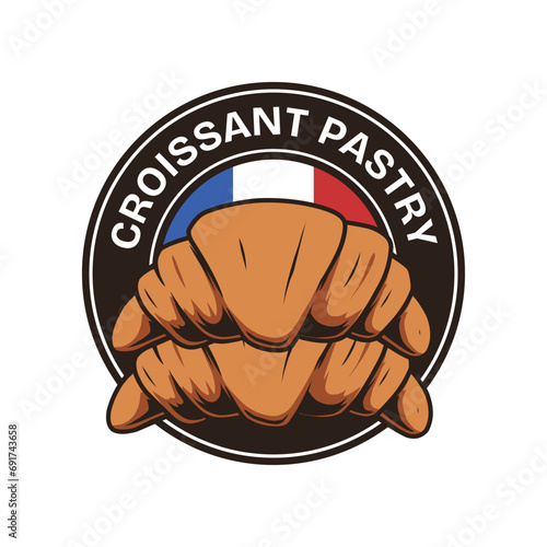 croissant pastry logo design template