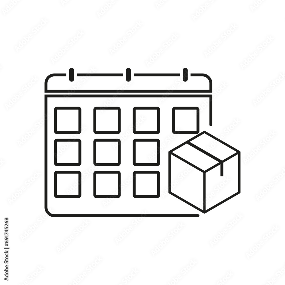 Box and calendar icon. Vector illustration. EPS 10. Box and calendar icon. Vector illustration. EPS 10.
