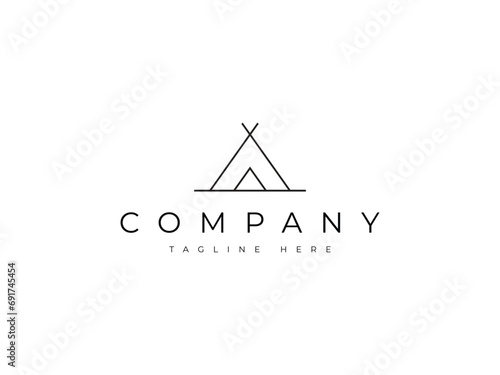 minimal tent camp outdoor logo design