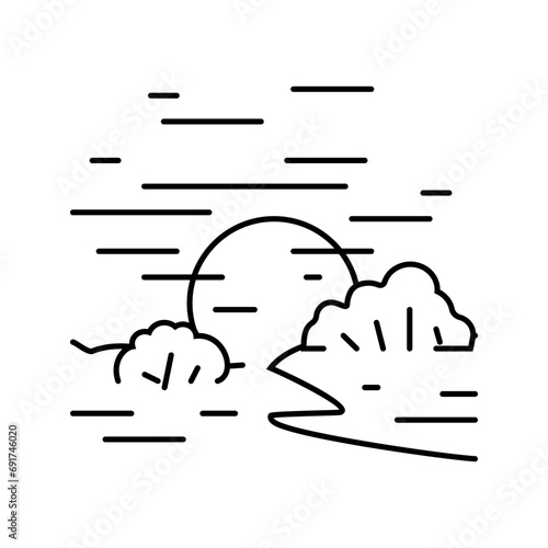 horizont sunset sun summer sunlight line icon vector. horizont sunset sun summer sunlight sign. isolated contour symbol black illustration