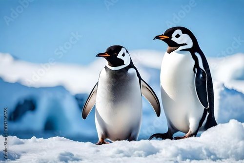 A cute penguin in the Antarctic snow