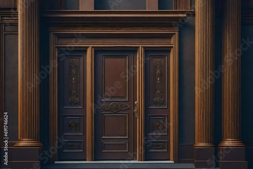 Door of building. Simplistic facade