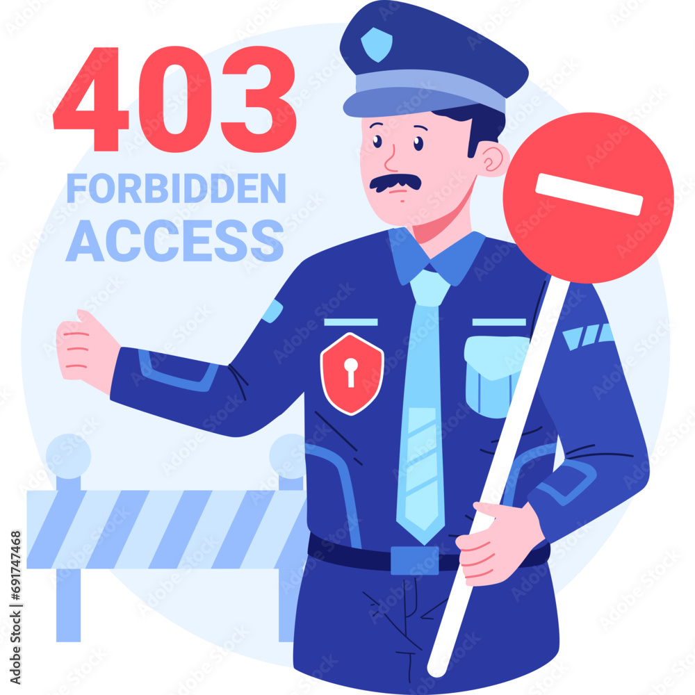 Error 403 Forbidden Access Character Illustration Error 403 Forbidden Access Character Illustration