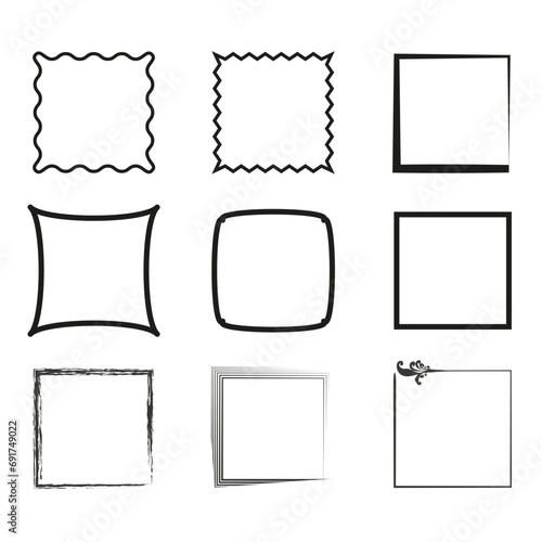 Set of Grunge Black and White Frames. Vector illustration. EPS 10.