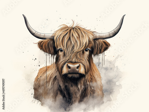 Animal generatieve Scottish highlander cow ai fine wall art 