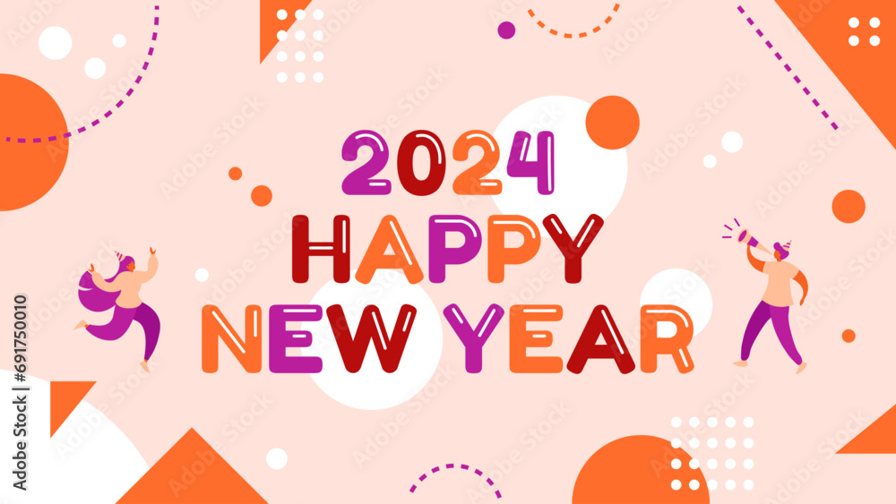 Vector Happy New Year 2024 Banner