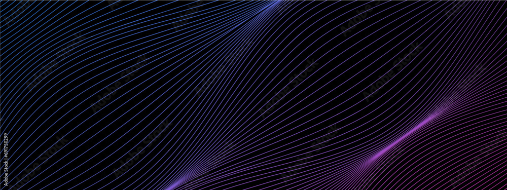 Black blue and purple violet vector abstract futuristic modern technology neon background with line. Abstract background with flowing particles. Digital future technology concept banner Black blue and purple violet vector abstract futuristic modern technology neon background with line. Abstract background with flowing particles. Digital future technology concept banner