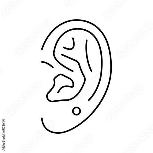 upper lobe piercing earring line icon vector. upper lobe piercing earring sign. isolated contour symbol black illustration
