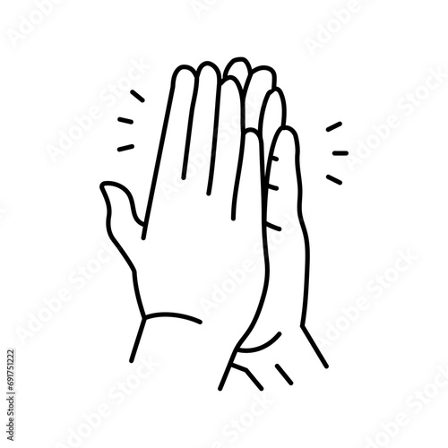 high five hands line icon vector. high five hands sign. isolated contour symbol black illustration
