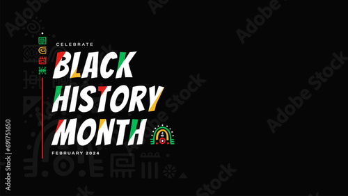 Black history month background design with african art pattern using for poster or banner event