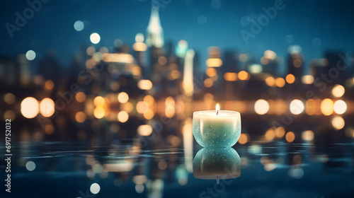 earth hour with blurred city abstract lights background
