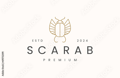Scarab logo vector icon illustration hipster vintage retro