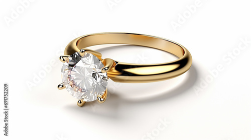 simple elegant design golden diamond ring transparent background 3d rendering on white background