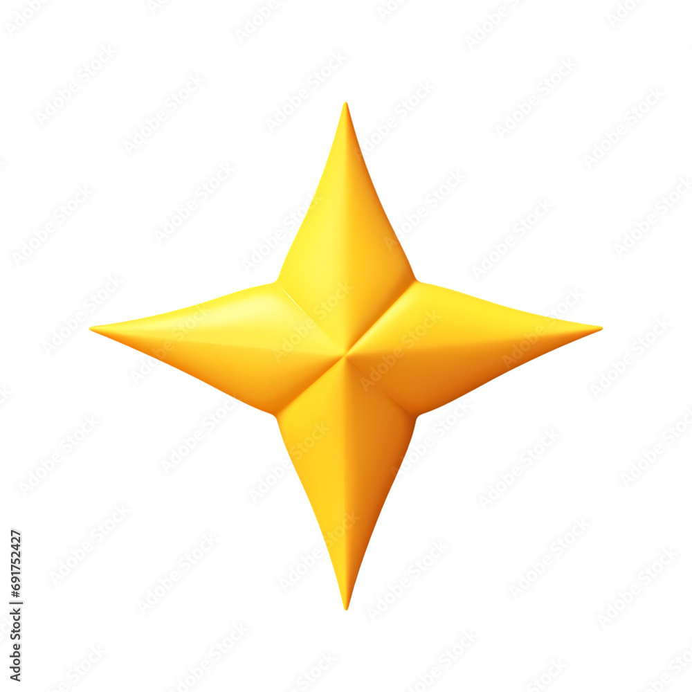 Obraz premium Yellow 3d star isolated on transparent background