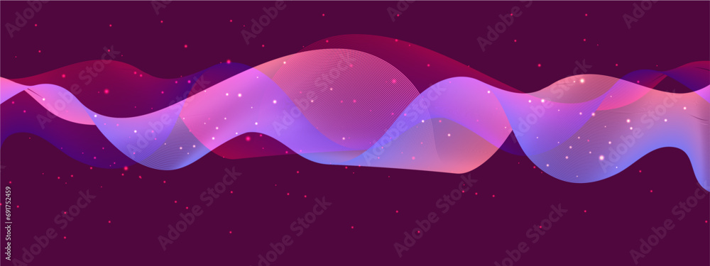 Pink red and purple violet vector glowing tech line modern abstract background. Technology abstract lines on with wave swirl, frequency sound wave, twisted curve lines with blend effect. Pink red and purple violet vector glowing tech line modern abstract background. Technology abstract lines on with wave swirl, frequency sound wave, twisted curve lines with blend effect.