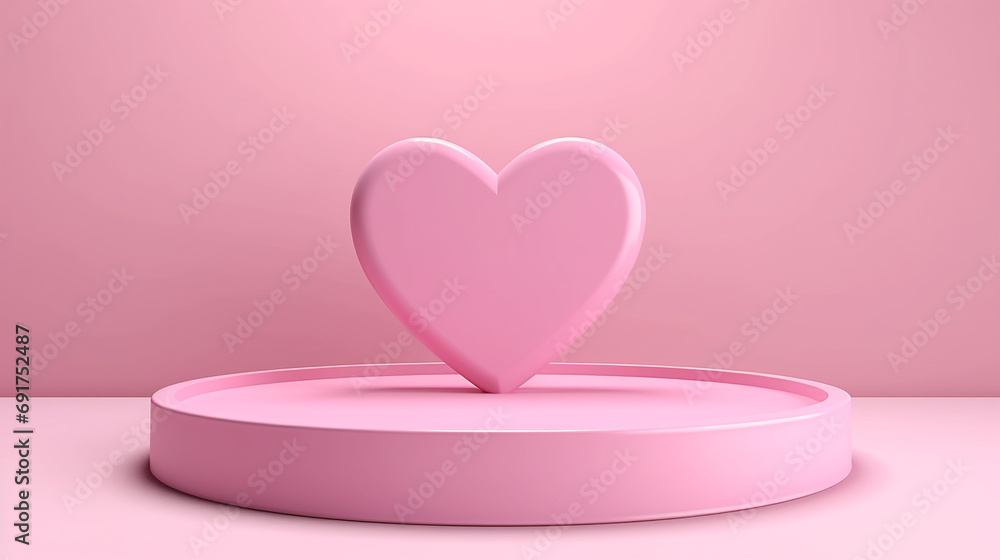 pastel pink heart shaped podium stage backdrop for product display stand or used in other designs