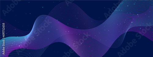 Blue black and purple violet vector abstract line modern tech on neon background. Technology abstract lines on with wave swirl, frequency sound wave, twisted curve lines with blend effect.