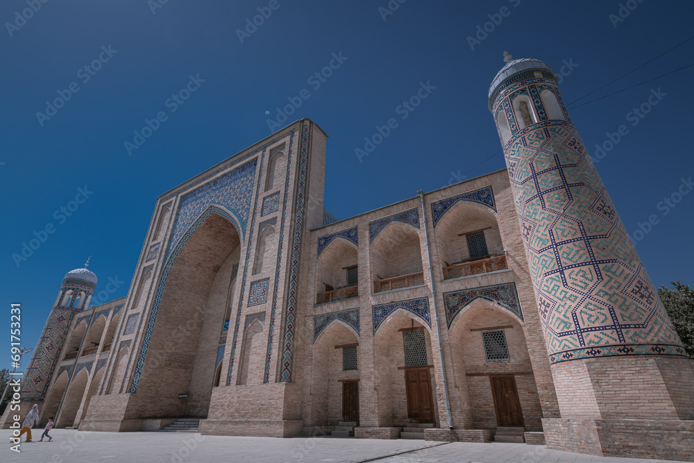 Decorated arches of the Kukeldash Madrasah next to Chorsu bazaar, Tashkent