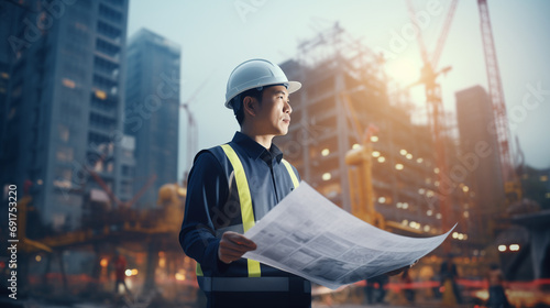 worker at a construction site, generative ai