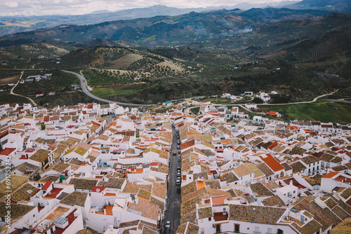 Southern Spain view of mountains, town and road photo