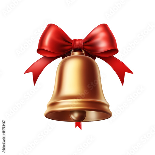 Golden bell with wire isolated on transparent background