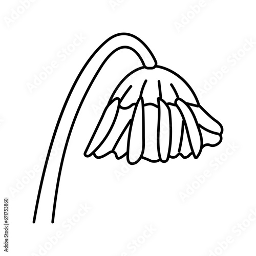 drooping flowers sad mood line icon vector. drooping flowers sad mood sign. isolated contour symbol black illustration