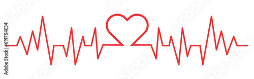 Heart pulse or heartbeat medical sign symbol flat illustration