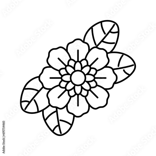flower tattoo art vintage line icon vector. flower tattoo art vintage sign. isolated contour symbol black illustration