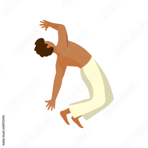 man doing capoeira isolated