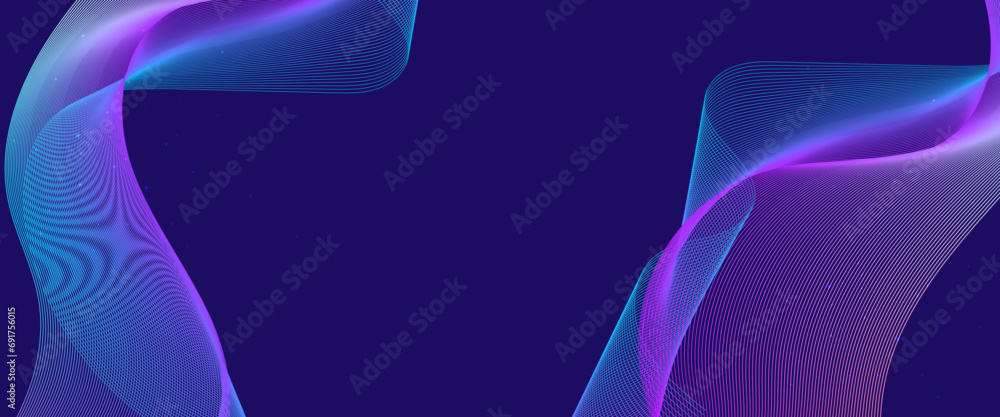 Purple violet and blue vector tech line modern abstract background. Abstract line particle background. Flow wave with digital data structure. Future technology mesh