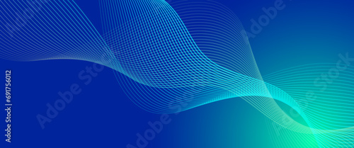 Green and blue vector abstract modern technology background with glowing line. Abstract technology particles lines mesh background. Vector abstract graphic design banner pattern web.