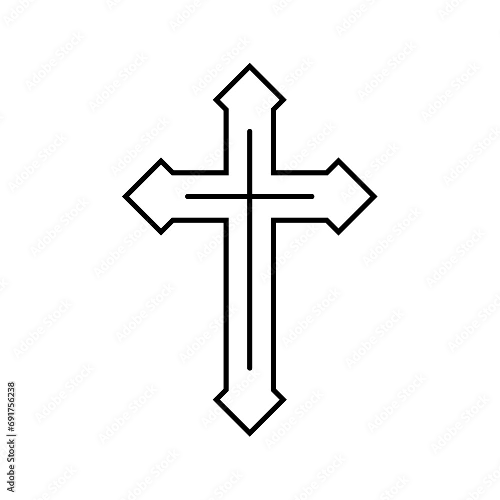 cross tattoo art vintage line icon vector. cross tattoo art vintage sign. isolated contour symbol black illustration