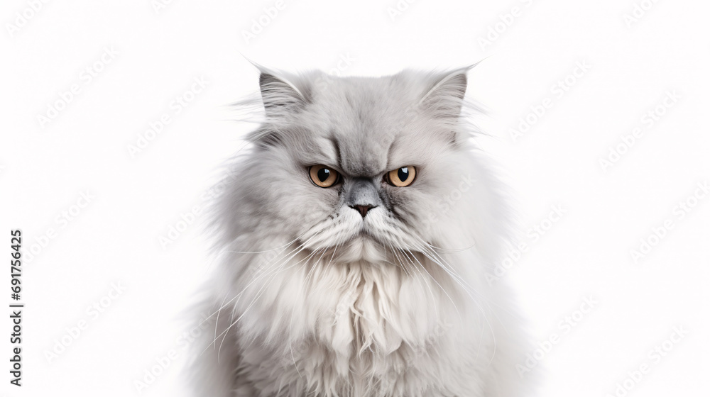 Gray persian cat isolated on white. Generative ai Gray persian cat isolated on white. Generative ai
