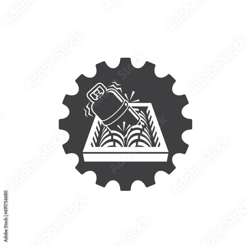 illustration of cross-cut iron scrap shredder machine.