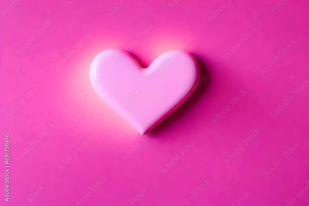 Lovely decorative heart in pastel pink on neon wall