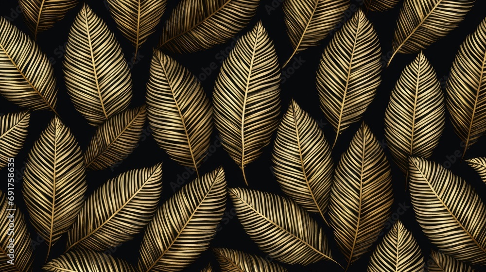 Gold leaf pattern on a black background Gold leaf pattern on a black background