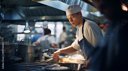 chef preparing food for his customers  industrial kitchen  professional chef